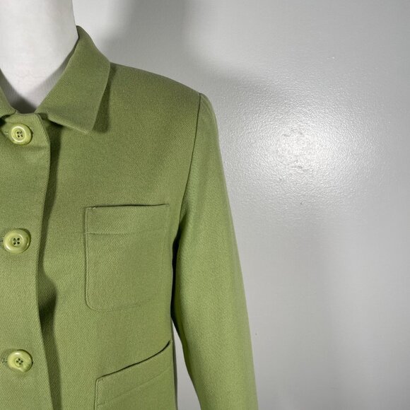Samantha Taylor Wool Green Collared Button Front Long Sleeve Blazer Jacket 6P - Picture 4 of 16